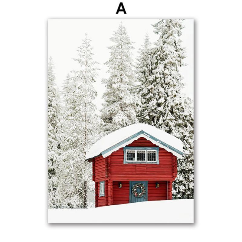 Снежные рождественские печенья Елка Апельсиновый сок Носки Подарок Настенное искусство Холст Живопись Постеры Принты Настенные картины для декора гостиной