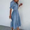 Ladies' Casual Denim Short Sleeved Single Breasted Dress