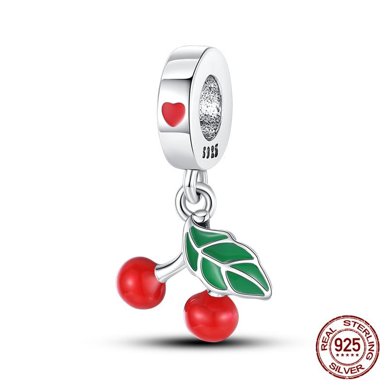 Original Charm Copper Fruit Series Avocado & Cherry Charms Beads Fits 3Mm Original Bracelet Necklace Womens Diy Jewelry Gift