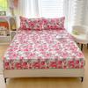 Red Flower Printed Bed Sheet Sets Queen/King Size Sabanas Cama Matrimonial Reactive Printed Fitted Bedsheets for Double Bed
