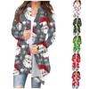 Women's Fashion Casual Christmas Print Medium Length Cardigan Jacket Coat