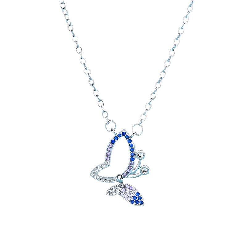 Ожерелье Agile Butterfly с бриллиантами для женщин с легкой роскошной универсальной складной цепочкой с подвеской-бабочкой на ключицу