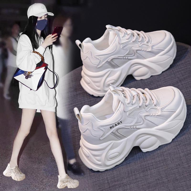 Женские весенние кроссовки Dad на толстой подошве 2025 года, высота 9 см, маленькие размеры, универсальная платформа