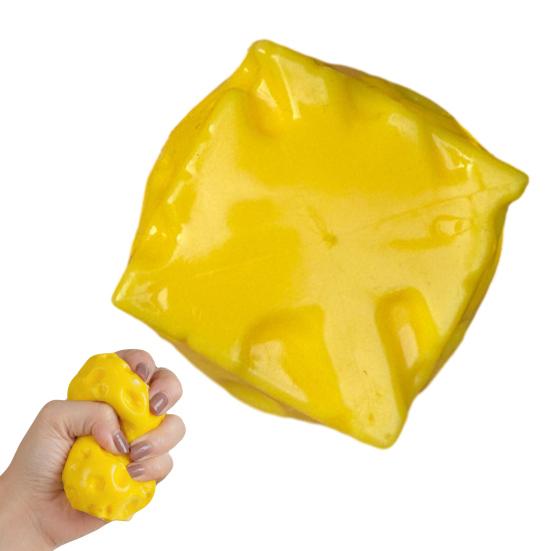 Shapeable Cheese Squeeze Toy, Anxiety Relief Triangle Cheese Sensory Toy, Slow Rising Cheese Cube Pinch Toy, Home Office Relaxation Tool