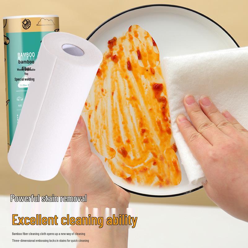 Впитывающие одноразовые салфетки из бамбукового волокна - Безворсовые, двойного назначения для влажной/сухой уборки кухни
