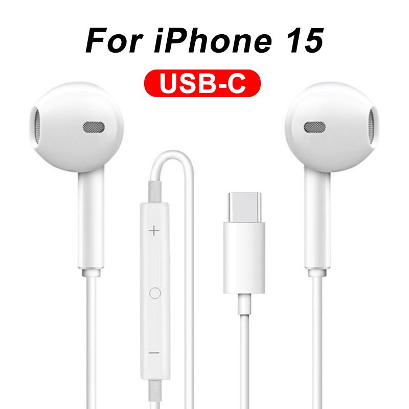 Наушники для iPhone 16 15 Pro Max 14 13 12 11 Mini USB-C Lightning Проводные наушники iPhone X XS XR 7 8 6 Plus Аксессуары для телефонов