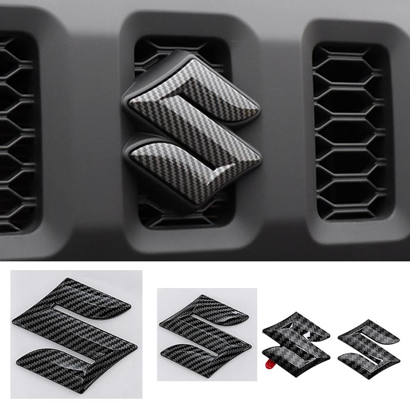 Carbon Fiber 2pcs/3pcs ABS Car Logo Front Rear Badge Sticker for SUZUKI Swift Replaced Steering Wheel Center Emblem Trunk Decal