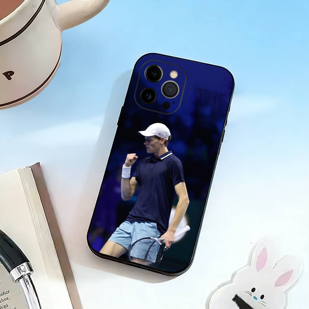 Чехол для телефона J-Jannik Sinner для iPhone 17,16,15,14,13,12,11 Plus,Pro Max,XS, Мягкий силиконовый черный чехол