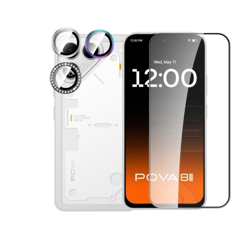 Антишпионская матовая закаленная пленка со стразами для Tecno Pova 8 5G HD Full Screen и Eagle Eye Lens