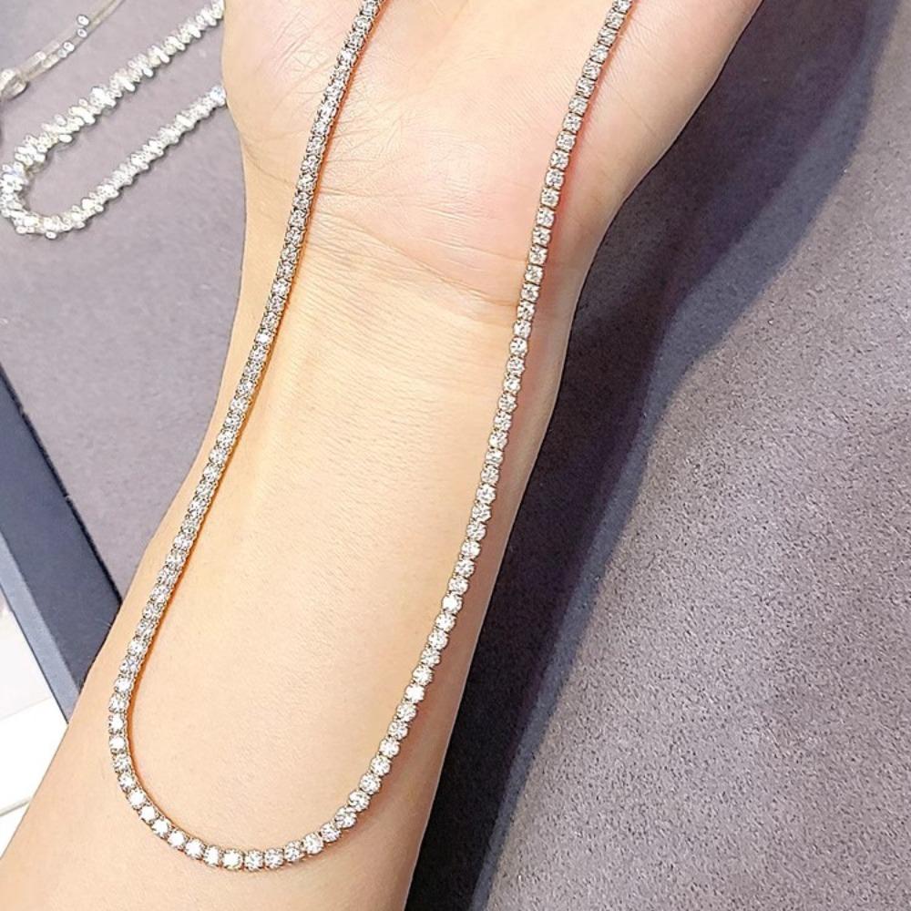 Luxury Full Diamond Necklace Women Imported High Carbon Diamond Universal Chain Elegant Sweater Jewelry