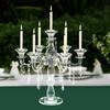 7-Arm Clear Crystal Candelabra, Elegant Glass Candle Holder for Dining Table & Wedding Decor, Modern Centerpiece with 7 Branches