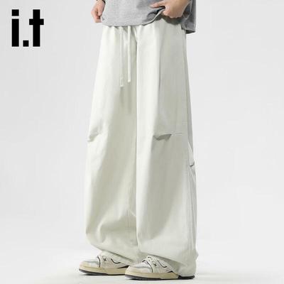 Мужские повседневные брюки Izzueit из чистого хлопка, широкие, прямые