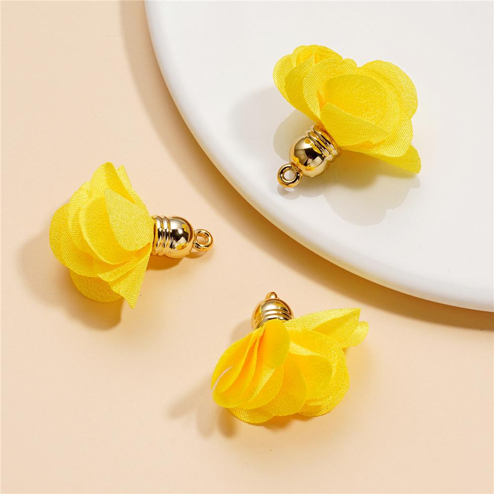 10Pcs/Lot Fabric Flower Tassel Pendants for Jewelry Making for DIY Bracelet Earrings Keychain Tassel Jewelry Making Accessories
