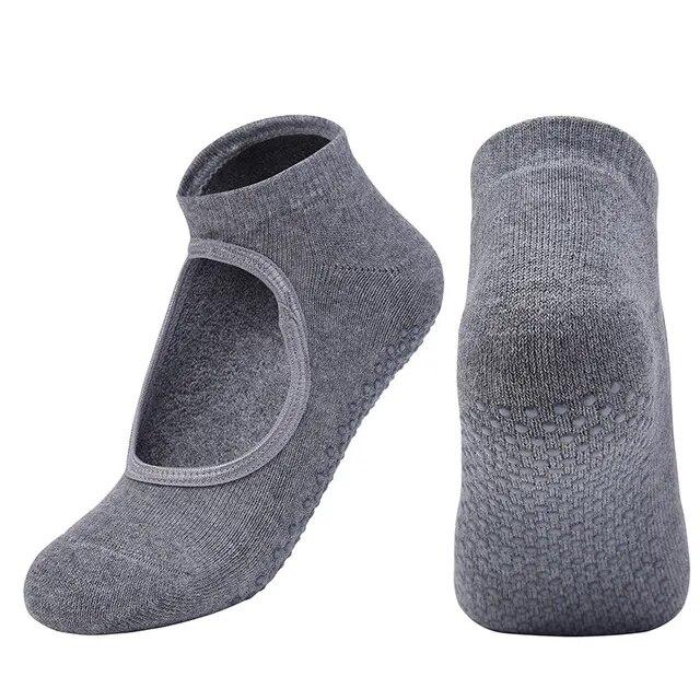 Breathable Anti-friction Women Yoga Socks Silicone Non Slip Pilates Barre Breathable Sports Dance Socks Slippers With Grips