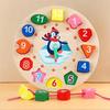Wooden Blocks Puzzle Shape Number  Color Sorting Clock Montessori Toys for Kids Early Education Penguin Patterns Time Learning