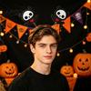 Festive Halloween Decoration Headband for Kids Adults, Glitter Pumpkin Bat Ghost Adjustable Hairband Skull Hair Accessories Cosplay Dress Up