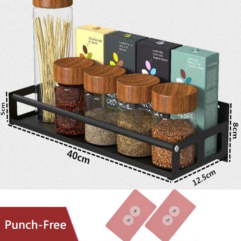 Полка для специй на кухне, настенные полки для хранения из нержавеющей стали, полка для бутылок с приправами, органайзер для ванной комнаты без перфорации