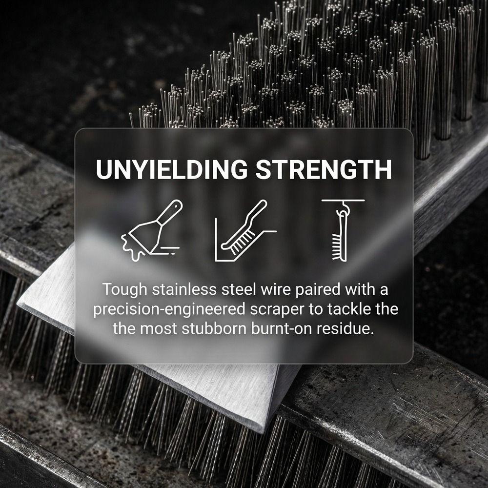 Extended Handle Grill Cleaning Brush Copper Bristle Oven Cleaner Brush  Grill Maintenance