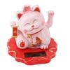 Solar Energy Powered White Beckoning Lucky Money Cat for Home Office Car Decor Feng Shui Lucky Cat