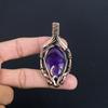 Amethyst Pendant Gemstone Jewelry, 999 Copper Wire Wrapped Pendant, Gift For Women Handmade Pendant
