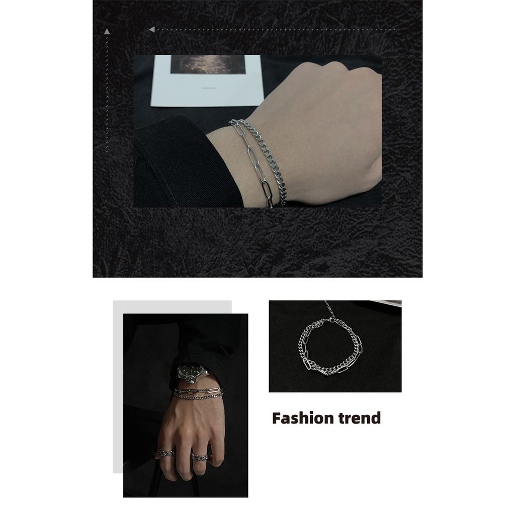 Япония и Южная Корея, дамы и мужчины, пары, пары, подруги, неувядающий простой браслет в стиле хип-хоп с двойной цепочкой из нержавеющей стали