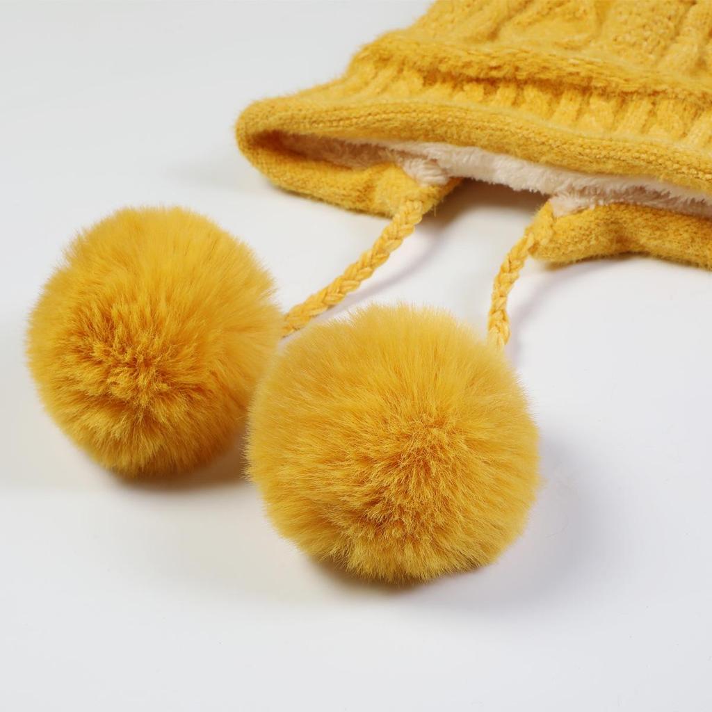 Женская милая осенне-зимняя плюшевая вязаная теплая шапка из мягкой шерсти синели