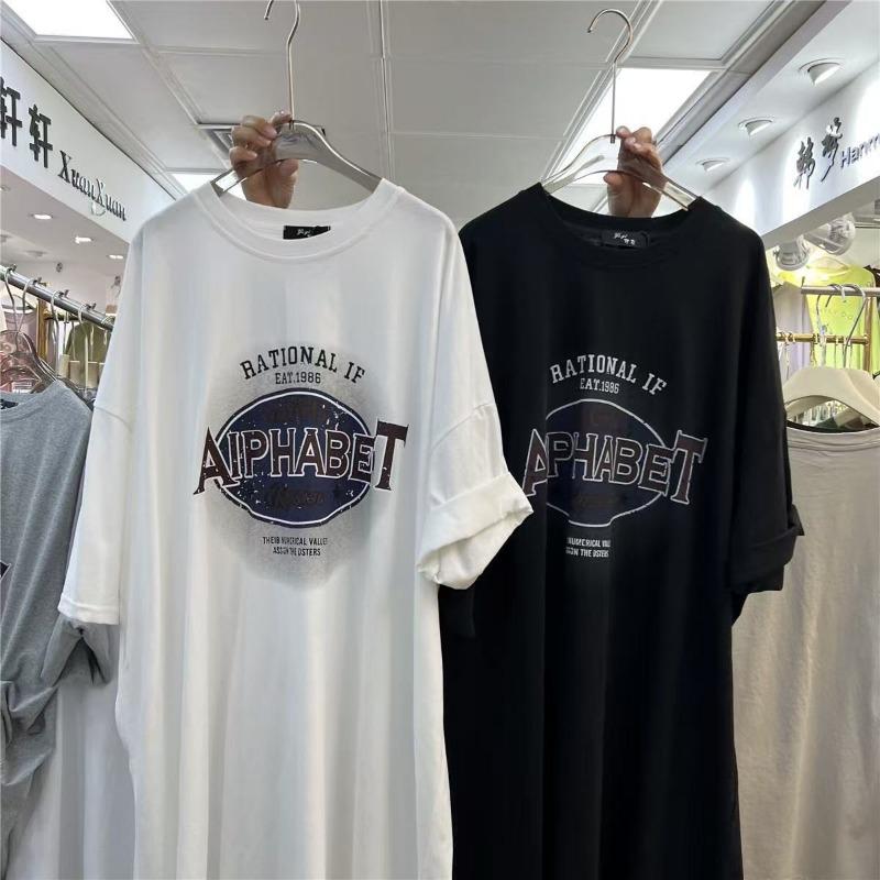 Женское повседневное платье-футболка с круглым вырезом и короткими рукавами, свободное платье больших размеров средней длины, выше колена, летнее платье