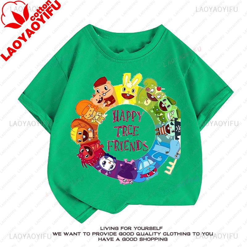 Happy Tree Friends Tshirt Kawaii Cute Style Cuddles Cartoon Graphic Shortsleeve Tee Shirt Oversized Casual Funny Y2k Clothes