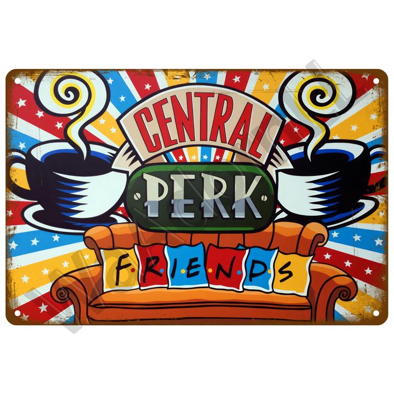 Metal Sign Coffee Tin Sign Posters Wall Decorations Vintage Cafe Retro Club Pub Bar Painting Home Decor Friends Wall Art Plaque