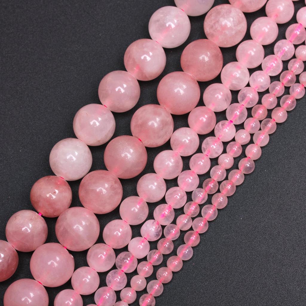 15-40 шт. 4/6/8/10/12 мм порошкообразные хрустальные бусины круглые розовые натуральные камни свободные бусины DIY ожерелье брелок ювелирные изделия ручной работы материал оптом