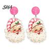 Sweet Style Christmas Ornaments 1 Pair Glitter Earrings for Women, Cute Pink Santa Claus Unique Party Acrylic Dangle Earrings, Lightweight Holiday