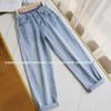 Женские эластичные джинсы с высокой талией и свободным кроем - новый стиль 2025 года, длина Nine-Point, большой размер, шаровары
