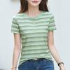 Summer Women's T-shirt Loose Round Neck Short Sleeve Striped Top