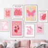Pink Matisse Butterfly Strawberry Flower Pastels Abstract Wall Art Canvas Painting Posters And Prints Pictures Living Room Decor