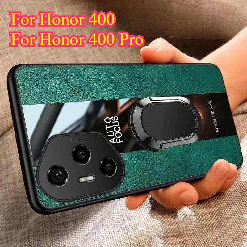 For Honor 400 Pro Magnetic Ring Stand Holder Phone Case For Honor 400 Pro 5G Luxury Leather Shockproof Bumper Back Cover