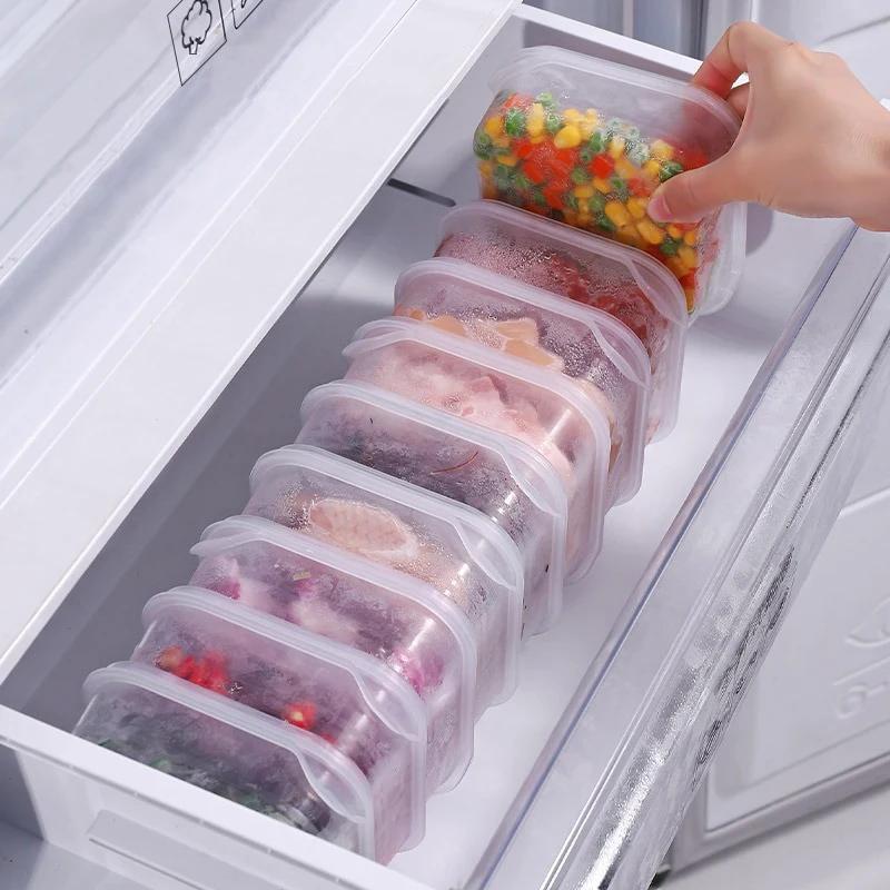1Pcs Refrigerator Meat Frozen Storage Boxes Food Fresh-keeping Box Kitchen Superimposed Organizadore Storage Containers 350ml