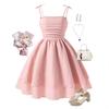 Платье для девочек, весна-лето, детское, милое платье принцессы с бретелью через шею