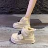 2025 New Velcro Velvet Winter High-top Bread Shoes Snow Boots Women's Little White Shoes Thick-soled Warm Cotton Shoes