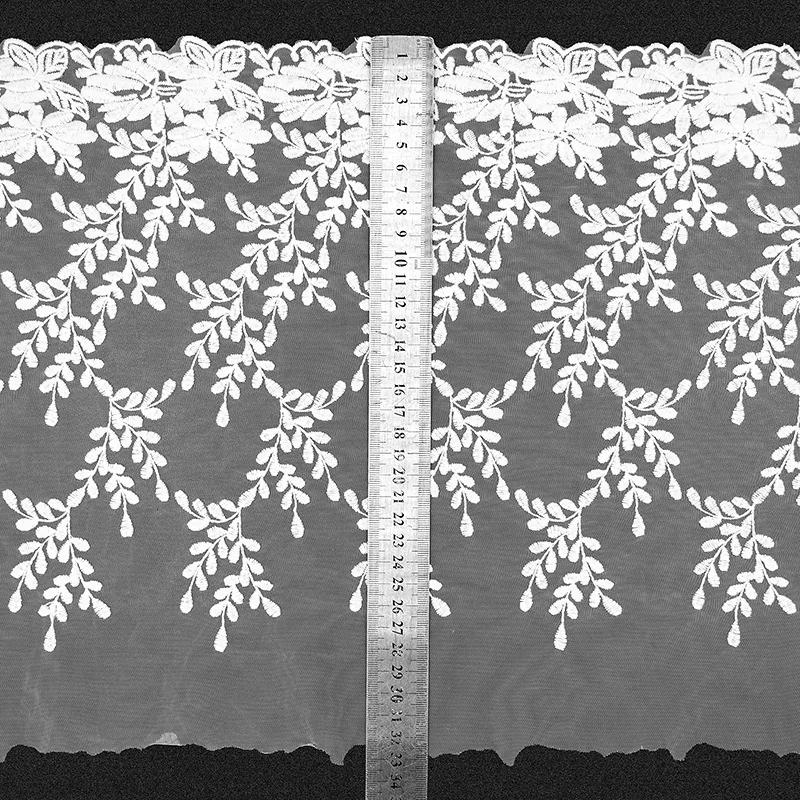 32 см в ширину 2 ярда/партия Бумага Белая сетка Цветочный лепесток Хлопок Вышитые кружева Отделка DIY Юбка Украшения Аксессуары