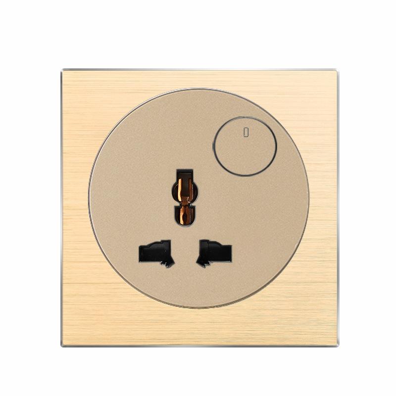 86 тип 1 2 3 4-клавишный 12-позиционный светодиодный индикаторный выключатель из алюминиевого сплава, универсальная роскошная настенная двойная розетка ЕС Франция Великобритания