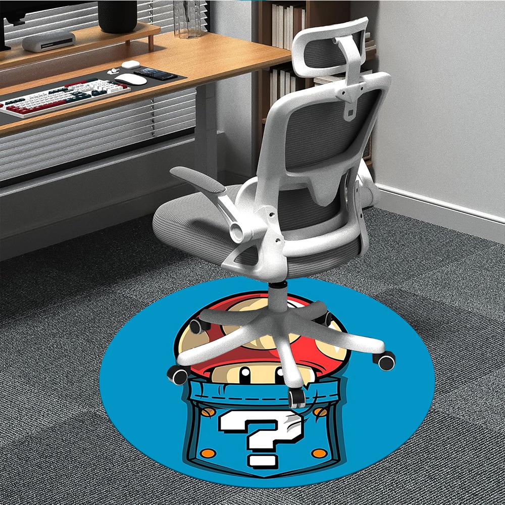 1pc Mario Mushroom Mystery Office Round Area Rug, Under Office Chairs Bedroom Living Room Home Decor a0926205