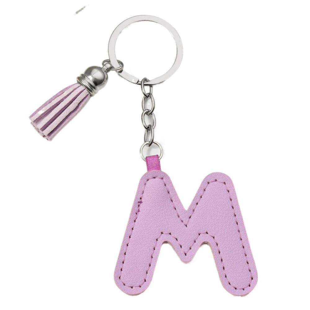 Брелок для ключей с алфавитом, пряжка для ключей от автомобиля, органайзер для ключей, деловой держатель для ключей из искусственной кожи, 26 букв, брелок в подарок