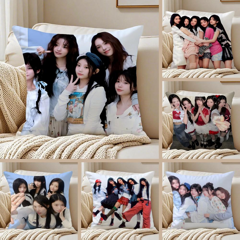 Fresh Cute Korean Girl Group IILLIT Cushion Cover Pillowcase Antidustmite Invisible Zipper Short Plush Sofa Cushion