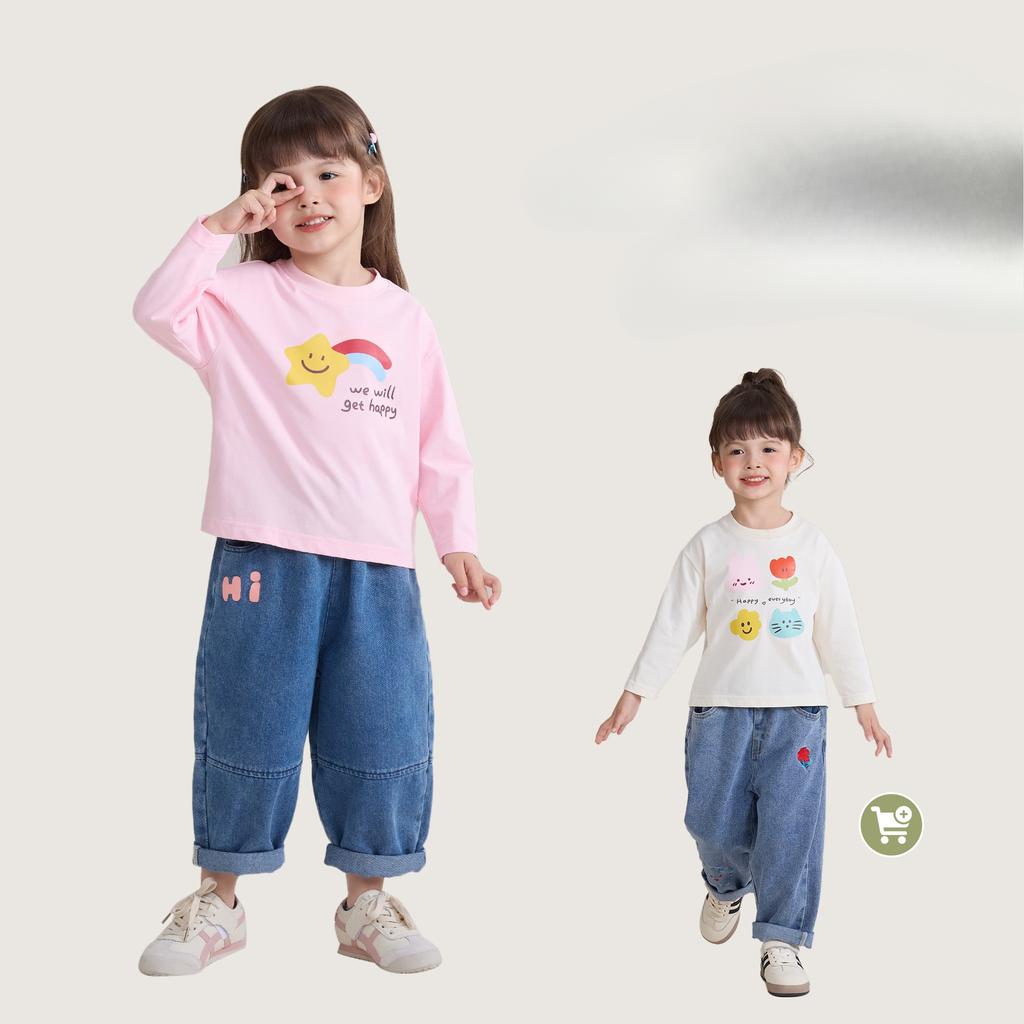 Girls Casual Long-sleeved T-shirt Spring and Autumn 2025 Children's Fashion Top Base Shirt