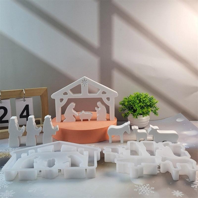 2 шт. Силиконовые формы на рождественскую тематику, Формы для подсвечников, для подсвечника, Декор из гипса, Силиконовые формы для эпоксидной смолы