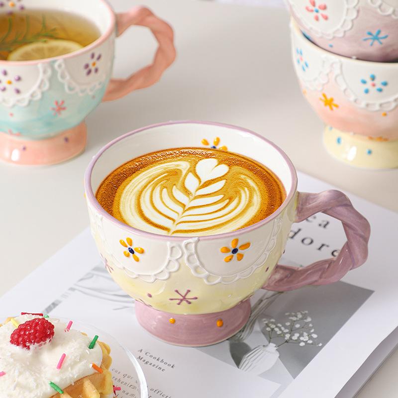 Ceramic Mug, Office Water Cup, Girl Cute Creative Breakfast Cup, Milk Universal Oat Cup, Household Anti-Corrosive