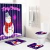 Рождественская комбинация занавески для душа и коврика для пола, четырехкомпонентный нескользящий коврик для ванной, коврик для прихожей от пыли для спальни, ковер для гостиной