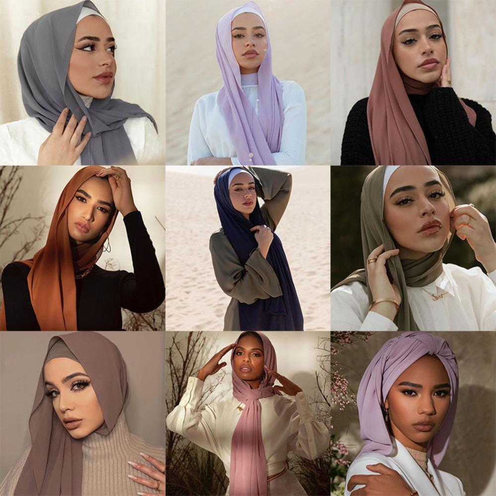 Большой размер Мусульманская повязка на голову Дышащий хиджаб шарф Повседневные исламские шарфы