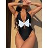 One Piece Swimsuit Women Push Up Bow Knot Beach Bathing Suits Swimming Suits Beachwear V Neck Swimwear Swimsuit Female