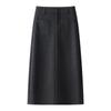 Autumn/Winter 2024 Women's Dark Woolen Bodycon Midi Skirt with Side Slit